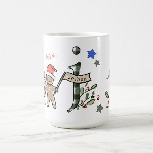 Retro Style Niedliche Weihnachtsmonogramm J mit Na Kaffeetasse (Mittel)