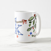 Retro Style Niedliche Weihnachtsmonogramm K mit Na Kaffeetasse (VorderseiteRechts)
