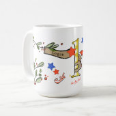 Retro Style Niedliche Weihnachtsmonogramm L mit Na Kaffeetasse (Vorderseite Links)