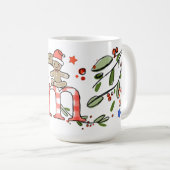 Retro Style Niedliche Weihnachtsmonogramm m mit Na Kaffeetasse (VorderseiteRechts)