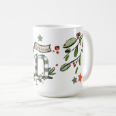 Retro Style Niedliche Weihnachtsmonogramm N mit Na Kaffeetasse (VorderseiteRechts)