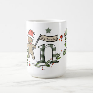 Retro Style Niedliche Weihnachtsmonogramm N mit Na Kaffeetasse