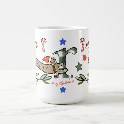 Retro Style Niedliche Weihnachtsmonogramm R mit Na Kaffeetasse (Mittel)
