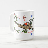 Retro Style Niedliche Weihnachtsmonogramm R mit Na Kaffeetasse (Vorderseite Links)