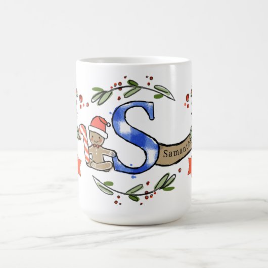 Retro Style Niedliche Weihnachtsmonogramm S mit Na Kaffeetasse (Mittel)
