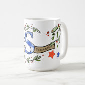 Retro Style Niedliche Weihnachtsmonogramm S mit Na Kaffeetasse (VorderseiteRechts)