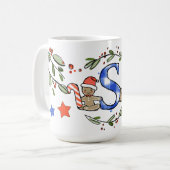 Retro Style Niedliche Weihnachtsmonogramm S mit Na Kaffeetasse (Vorderseite Links)