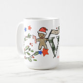 Retro Style Niedliche Weihnachtsmonogramm V mit Na Kaffeetasse (Vorderseite Links)