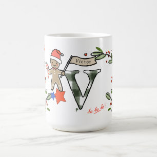 Retro Style Niedliche Weihnachtsmonogramm V mit Na Kaffeetasse