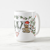 Retro Style Niedliche Weihnachtsmonogramm W mit Na Kaffeetasse (VorderseiteRechts)
