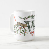 Retro Style Niedliche Weihnachtsmonogramm W mit Na Kaffeetasse (Vorderseite Links)