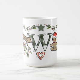Retro Style Niedliche Weihnachtsmonogramm W mit Na Kaffeetasse
