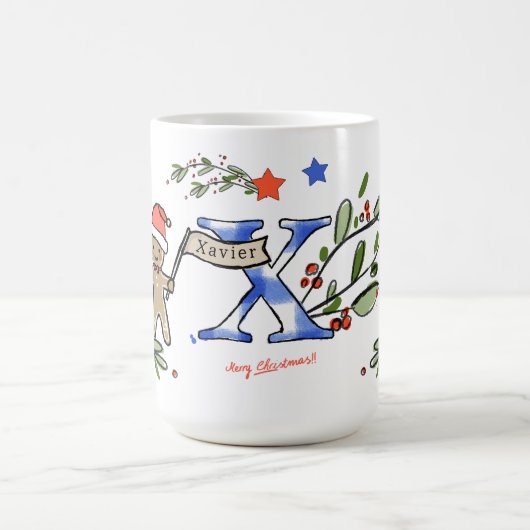 Retro Style Niedliche Weihnachtsmonogramm X mit Na Kaffeetasse (Mittel)