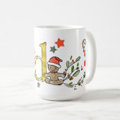 Retro Style Niedliches Weihnachtsmonogramm D mit N Kaffeetasse (VorderseiteRechts)