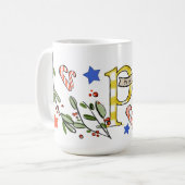 Retro Style Niedliches Weihnachtsmonogramm P mit N Kaffeetasse (Vorderseite Links)