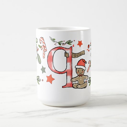 Retro Style Niedliches Weihnachtsmonogramm Q mit N Kaffeetasse (Mittel)