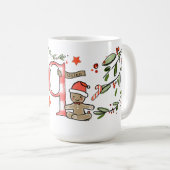 Retro Style Niedliches Weihnachtsmonogramm Q mit N Kaffeetasse (VorderseiteRechts)
