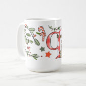 Retro Style Niedliches Weihnachtsmonogramm Q mit N Kaffeetasse (Vorderseite Links)