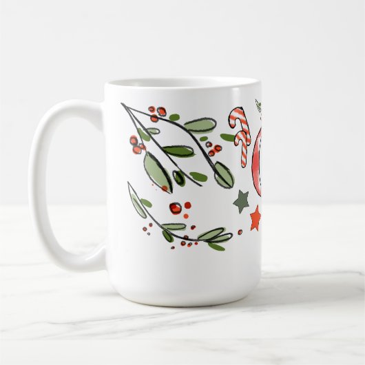 Retro Style Niedliches Weihnachtsmonogramm Q mit N Kaffeetasse (Links)