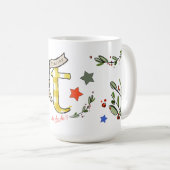 Retro Style Niedliches Weihnachtsmonogramm T mit N Kaffeetasse (VorderseiteRechts)