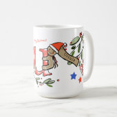 Retro Style Niedliches Weihnachtsmonogramm U mit N Kaffeetasse (VorderseiteRechts)