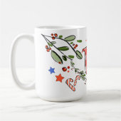 Retro Style Niedliches Weihnachtsmonogramm U mit N Kaffeetasse (Links)