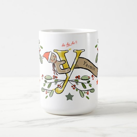 Retro Style Niedliches Weihnachtsmonogramm Y mit N Kaffeetasse (Mittel)