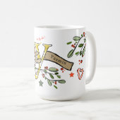 Retro Style Niedliches Weihnachtsmonogramm Y mit N Kaffeetasse (VorderseiteRechts)