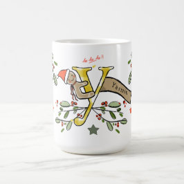Retro Style Niedliches Weihnachtsmonogramm Y mit N Kaffeetasse