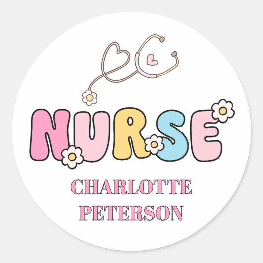 Retro Style Nurse Runder Aufkleber (Vorderseite)