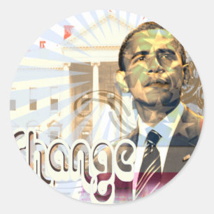 Retro Style Obama Vintage Typografie-Veränderung Runder Aufkleber