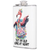 Retro Style Old Hippie bei Heart Dancing Flamingo Flachmann (Links)