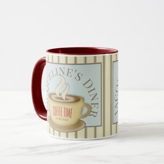 Retro Style Personalisiert Cafe Diner Tasse (Vorderseite Links)