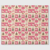 Retro Style Pine Tree und Santa Geschenkpapier (Flach)