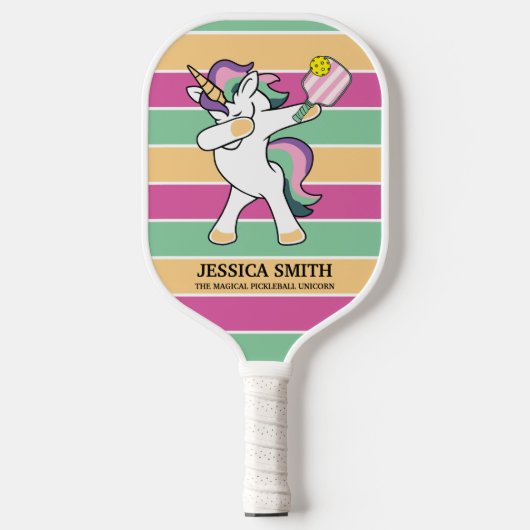Retro Style Ping Pong Dabbing Unicorn Pickleball Schläger (Vorderseite)