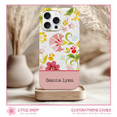 Retro Style Pink Floral Monogram Case-Mate iPhone Hülle
