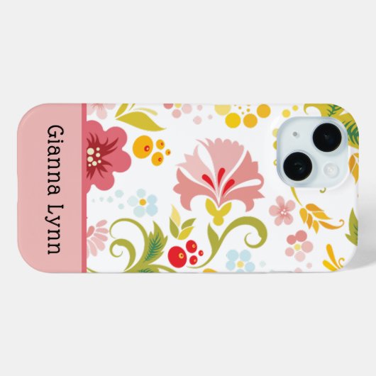 Retro Style Pink Floral Monogram Case-Mate iPhone Hülle (Rückseite (Horizontal))