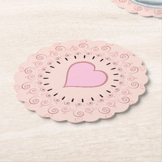 Retro Style Pink Heart Untersetzer (angewinkelt)