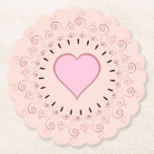 Retro Style Pink Heart Untersetzer (Vorderseite)