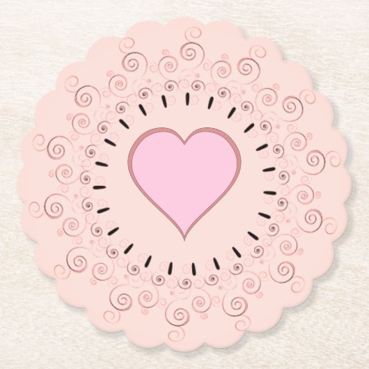 Retro Style Pink Heart Untersetzer (Vorderseite)