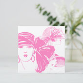 Retro Style Pink Lady Cocktail Party Einladungen (Stehend Vorderseite)