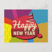 Retro Style Pop Kunst - Glück im neuen Jahr Postkarte (Vorderseite)