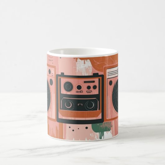 Retro-style portable radio cassette players kaffeetasse (Mittel)