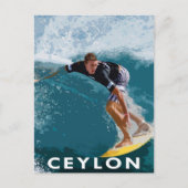 Retro Style Postcard Surfing Sri Lanka Ceylon Postkarte (Vorderseite)
