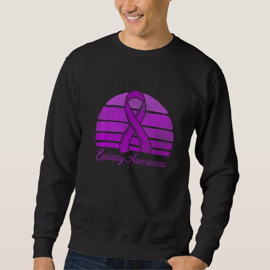 Retro Style Purple Ribbon Epilepsy Awareness Vinta Sweatshirt (Vorderseite)