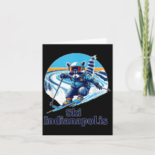 Retro Style Raccoon Skifahren in Indianapolis Indi Karte