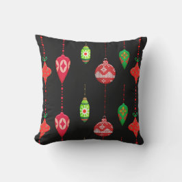 Retro Style Red Green Ornaments Weihnachten Kissen