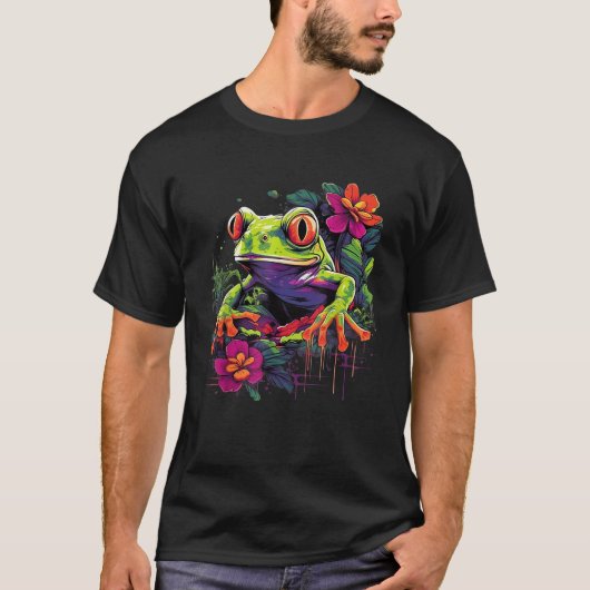 Retro Style Red Mit Augen Tree Frog T Shirt (Vorderseite)