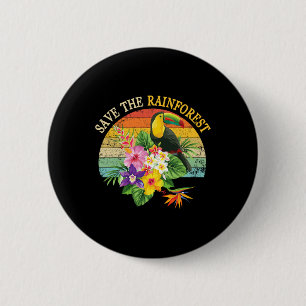 Retro Style Rette das Geschenk des Regenwaldes Ear Button