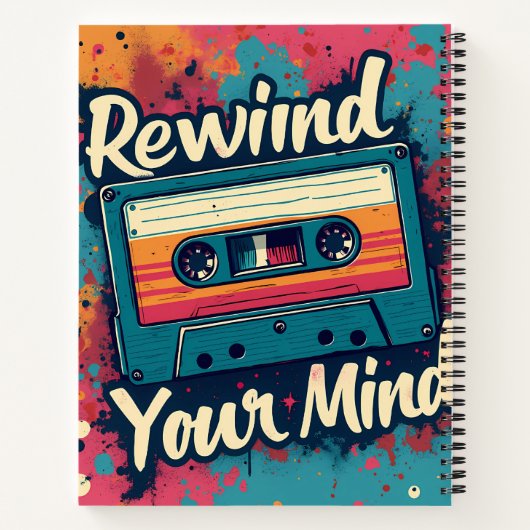 Retro Style rewind your mind Notizblock (Rückseite)
